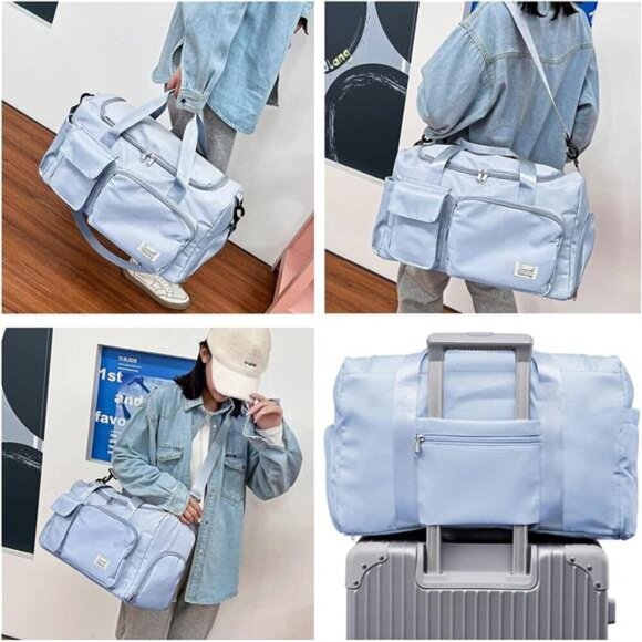 Sports Gym Bag with Shoes Compartment - Blue - Picture 6 of 7
